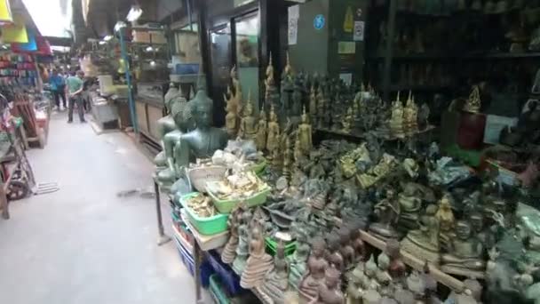 Bangkok Thailand März 2018 Allgemeine Ansicht Des Amulettenmarktes Auf Tha — Stockvideo