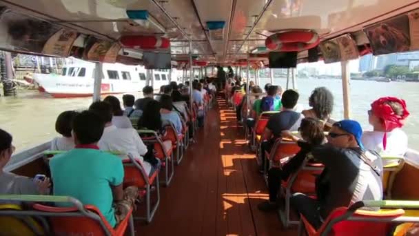 Bangkok Tailândia Março 2018 Vista Panorâmica Barco Expresso Serviço Transporte — Vídeo de Stock