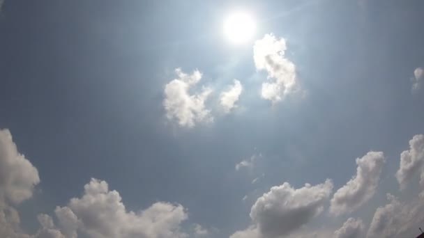 Summer Sky Time Lapse Sun Shining Moving Clouds — Stock Video