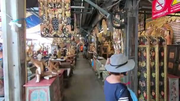 Bangkok Tailandia Marzo 2017 Vista Tienda Antigüedades Mercado Chatuchak Mercado — Vídeos de Stock