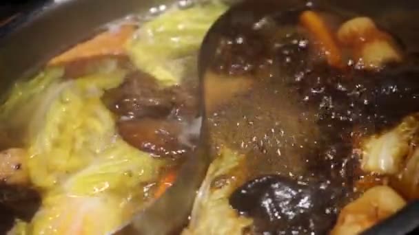 Shabu Shabu Sukiyaki Ιαπωνικό Στυλ Τροφίμων — Αρχείο Βίντεο