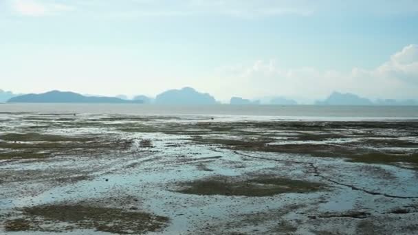 Marea Plana Barro Tailandia — Vídeos de Stock