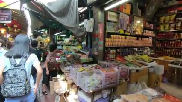 Bangkok Tajlandia Marca 2018 Idąc Przez Lokalnego Rynku Chinatown Bangkoku — Wideo stockowe
