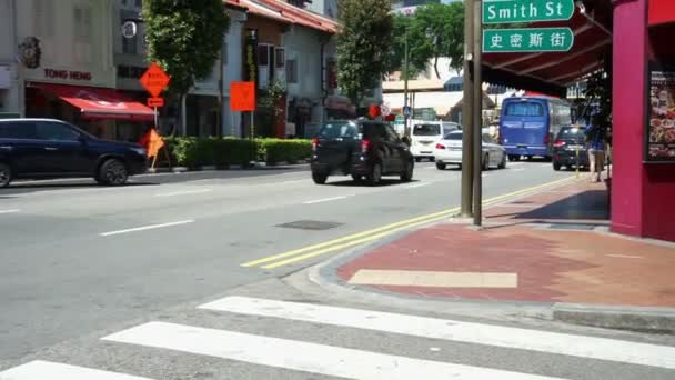 Singapore Singapore Maj 2018 Trafik Bil Smith Road Chinatown Singapore — Stockvideo