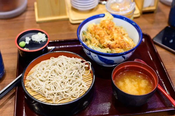 Zaru Soba Tagliatelle Con Tempura — Foto Stock