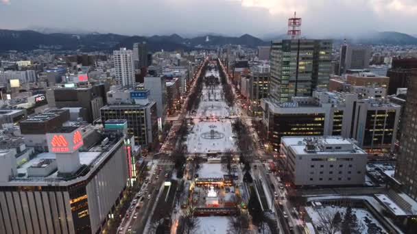 Sapporo Ιαπωνία Δεκέμβριος 2019 Μέρα Νύχτα Λήξη Του Πάρκου Odori — Αρχείο Βίντεο