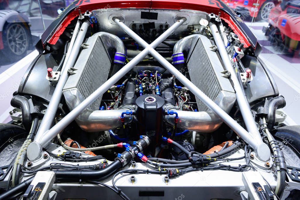A modified racing rear engine car power