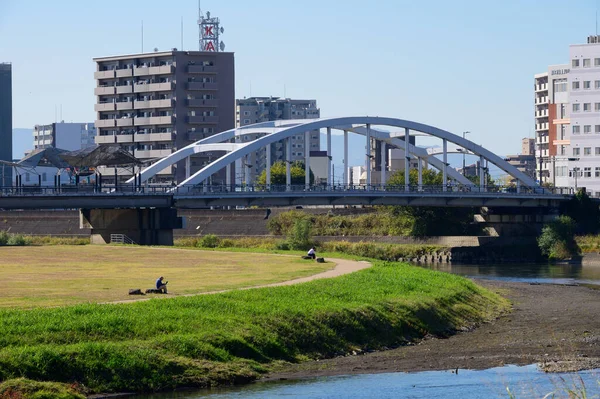 Кумамото Япония Ноября 2019 Года Вид Мост Сиракава Реку Сиракава — стоковое фото