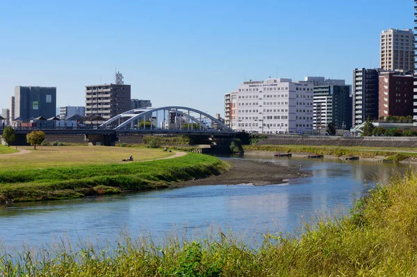 Kumamoto Japonia Listopada 2019 Widok Miasto Kumamoto Rzeki Shirakawa — Zdjęcie stockowe