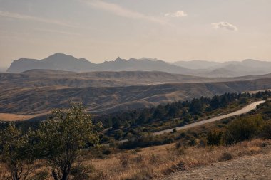 Güneşli dağlarda güzel bir yol