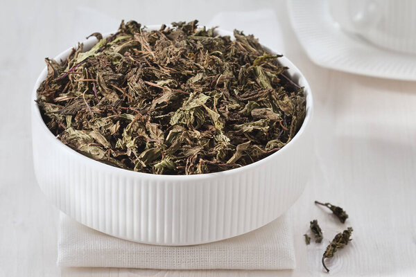 herbal mint tea on a white background