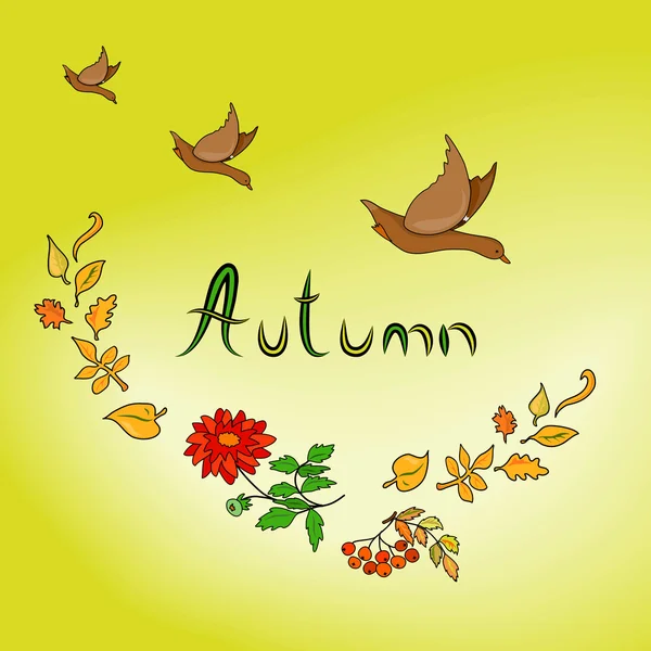 Tarjeta de otoño con patos —  Fotos de Stock
