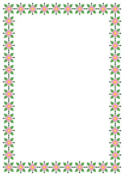 Bloemen Frame Rechthoek Geometrische Roze Gele Bloemen — Stockvector