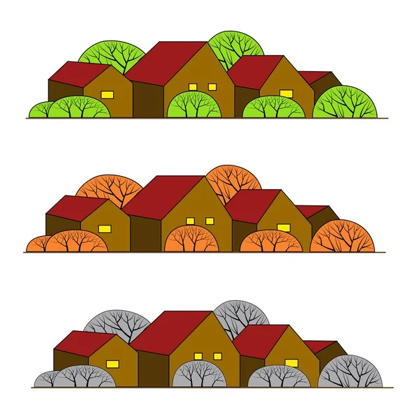 Casas Diferentes Épocas Del Año — Vector de stock