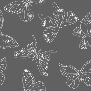 Tek renkli grafiksel kelebeklerle kusursuz desen