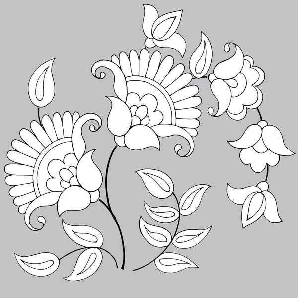 Prvek Dekoru Stylizovaných Květin Listů — Stockový vektor