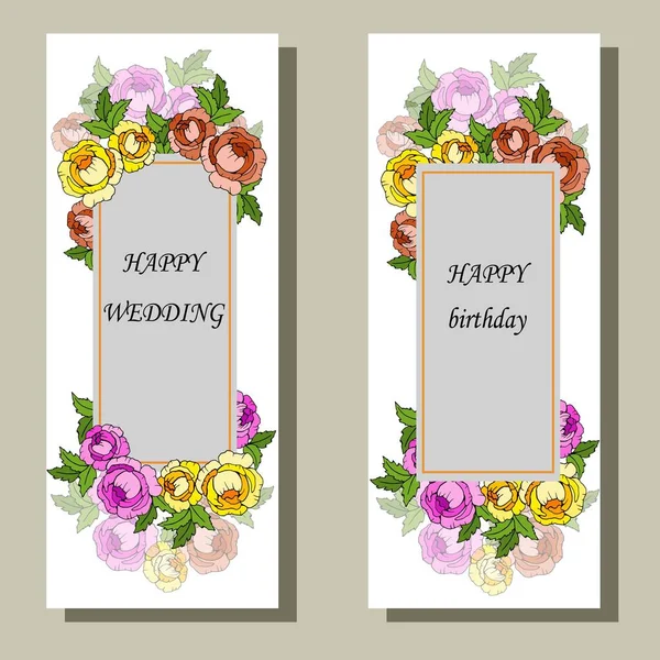 Cartes Pour Salutations Avec Des Vacances Dans Style Floral — Image vectorielle