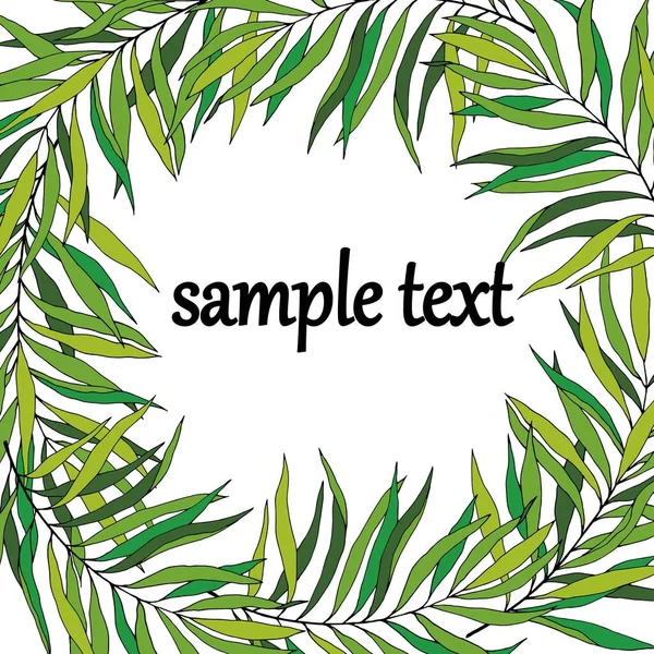 Hintergrund Für Den Text Ein Kranz Aus Tropischen Blättern — Stockvektor