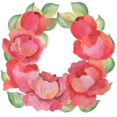 suluboya resim, gül çelengi, beyaz arkaplanda izole et