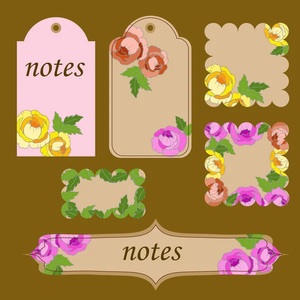 Tarjetas Texto Estilo Floral Ilustración Vectorial — Vector de stock