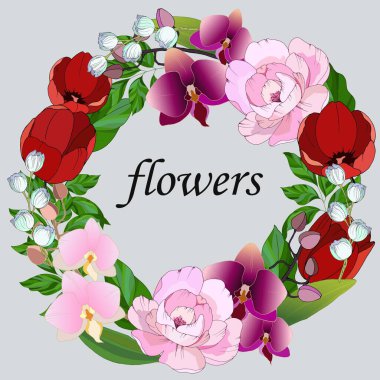 Koronada bahar çiçekleri, metinler için arka plan, vektör illüstrasyonu, izole