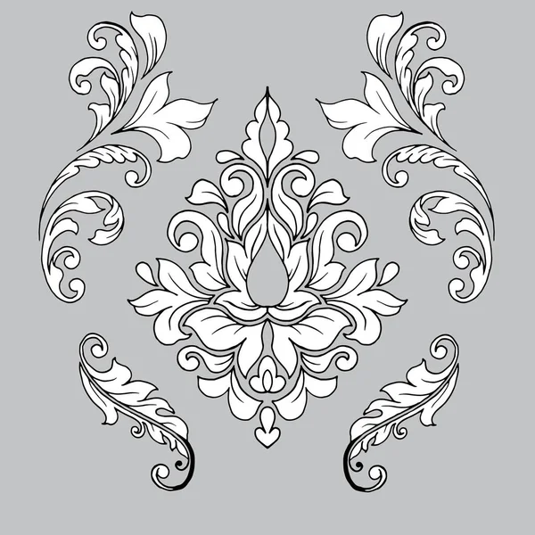 Класичний Візерунок Чорно Білому Кольорі Векторні Ілюстрації Ізольовані Сірому Фоні — стоковий вектор