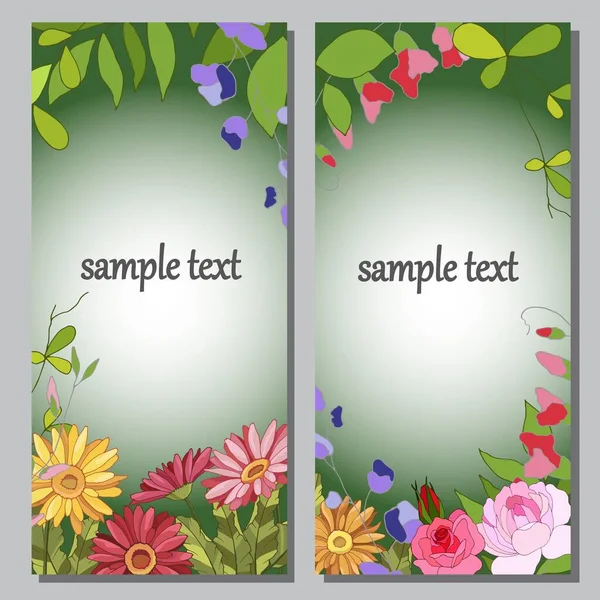 Hintergrund Für Text Hintergrund Mit Blumen Von Gerberas Rosen Und — Stockvektor