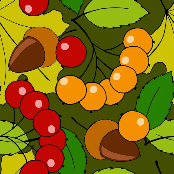 Patrón Sin Costuras Con Frutas Otoño Papel Pintado Adorno Tela — Archivo Imágenes Vectoriales