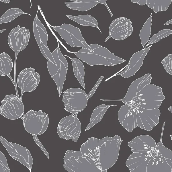 Nahtloses Muster Mit Sommerblumen Der Grafik Tapeten Und Stoffverzierungen Packpapier — Stockvektor