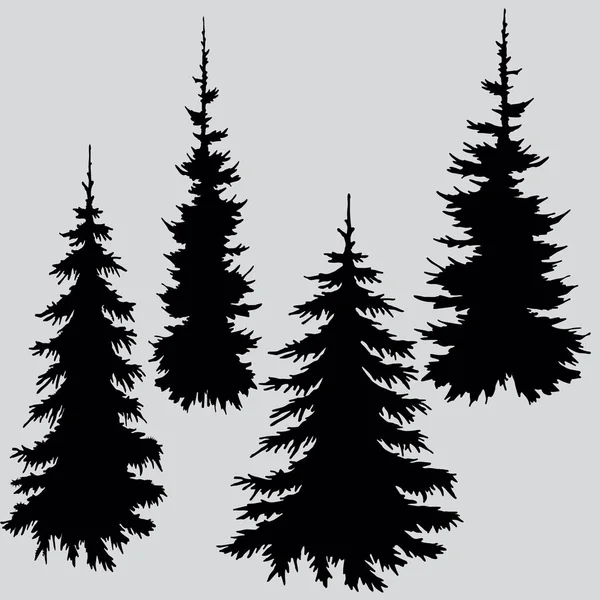 Silhouette Trees Black Vector Illustration Isolate Gray Background — Stock Vector