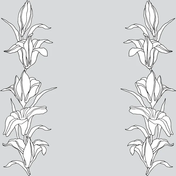 Siyah Beyaz Boyanmış Çiçeklerin Arkaplanı — Stok Vektör