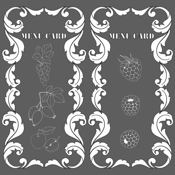 Menukaart Monochrome Kleuren Met Elementen Van Het Klassieke Patroon Vectorillustratie — Stockvector