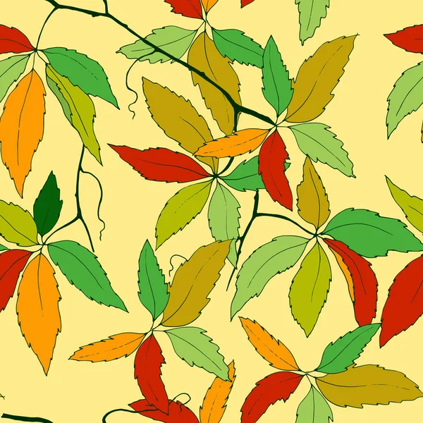 Sonbahar Yaprakları Yabani Üzümler Duvar Kağıtları Kumaş Süslemeleri Ambalaj Kağıtları — Stok Vektör