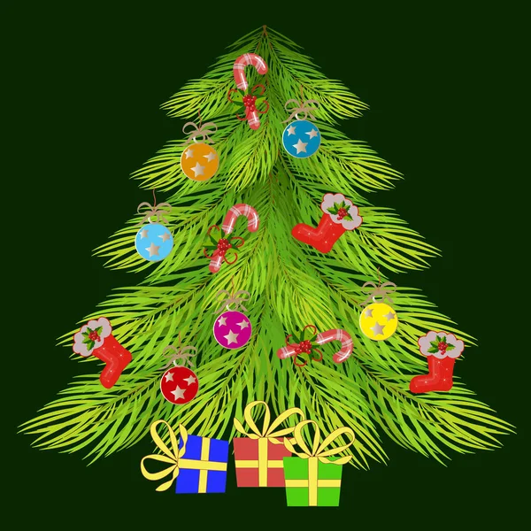 Julgran Festligt Träd Vektor Illustration För Olika Design — Stock vektor