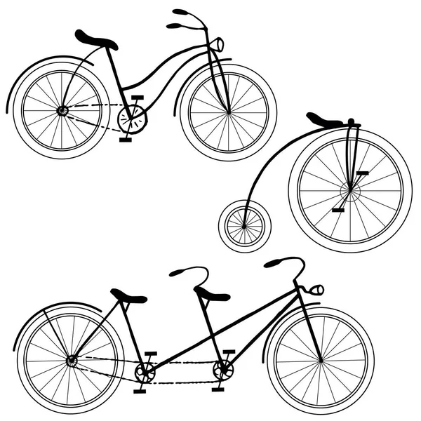 Grafische Tekening Fiets Set Vector Illustratie Isoleren Een Witte Achtergrond — Stockvector