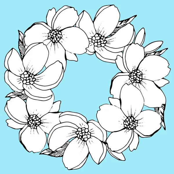 Corona Flores Blanco Negro Ilustración Vectorial Para Diferentes Diseños — Vector de stock