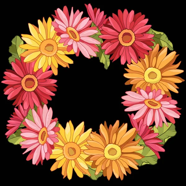 Corona Con Flores Gerberas Ilustración Vectorial Para Diferentes Diseños — Vector de stock