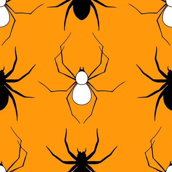 Naadloos Patroon Voor Halloween Met Spinnen Spinnenweb Ornament Voor Behang — Stockvector