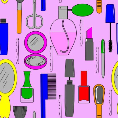 Kusursuz desen, Güzellik Kozmetik Çizgisi Simgesi, Duvar kağıdı ve kumaşlar için süs, ambalaj kağıdı, farklı tasarımlar için arka plan, yapıştırma kitabı