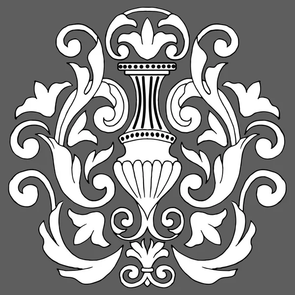 ヴィンテージバロックビクトリア朝のモノグラムの装飾 パターンの装飾的なデザインの入れ墨黒と白の糸状のベクトル紋章シールド — ストックベクタ
