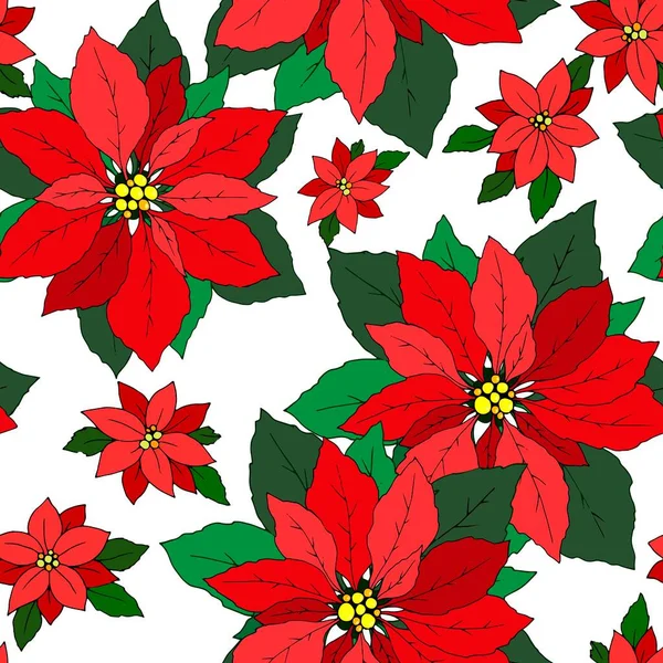 Nahtloses Muster Mit Weihnachtsblumen Schmuck Für Tapeten Und Stoffe Geschenkpapier — Stockvektor