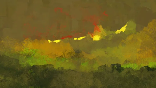 Abstract digital painting, landscape nature background design graphic illustration