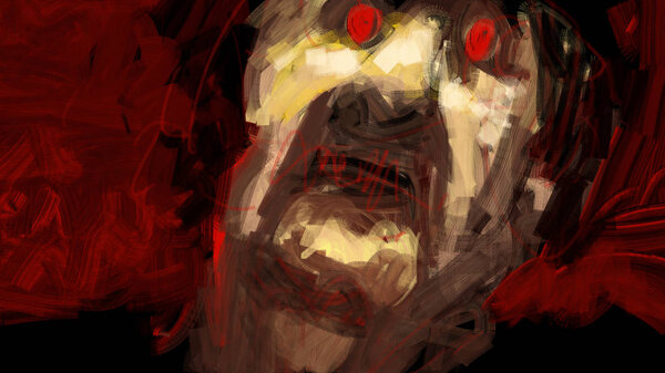 Цифровая традиционная живопись, крупный план, ужас, иллюстрация
