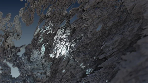 Геометричний Фрактал Печерний Печерний Посушливий Ландшафт Атмосферне Середовище Ілюстрація — стокове фото