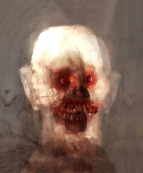 Peinture Traditionnelle Numérique Une Tête Zombie Concept Art Illustration — Photo