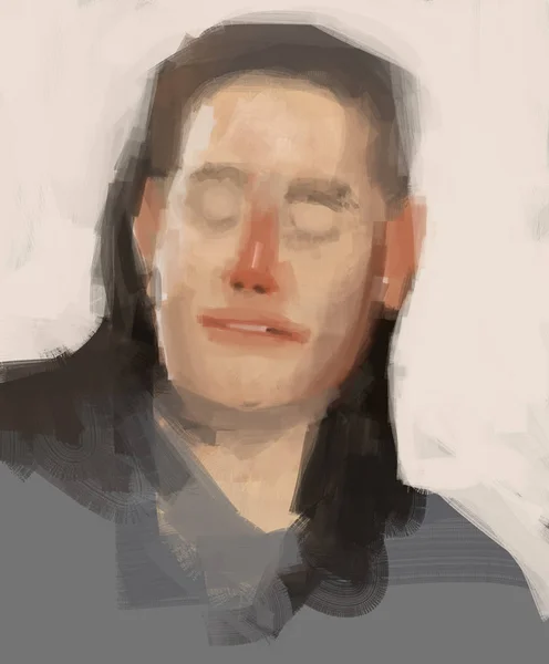ภาพวาดด ตอลแบบด งเด มของผ สงบด วยตาป — ภาพถ่ายสต็อก
