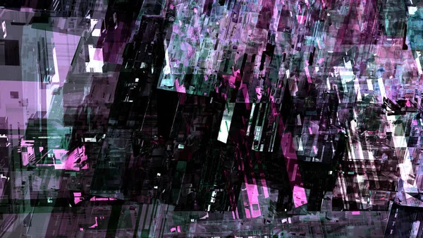 Absztrakt Futurisztikus Festészet Neon Város Fények Koncepció Művészet Digitális Illusztráció — Stock Fotó