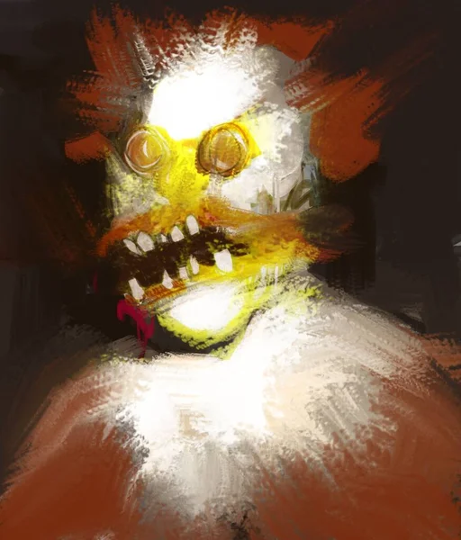 Dipinto Digitale Uno Strano Clown Dell Orrore Che Grida Ritratto — Foto Stock