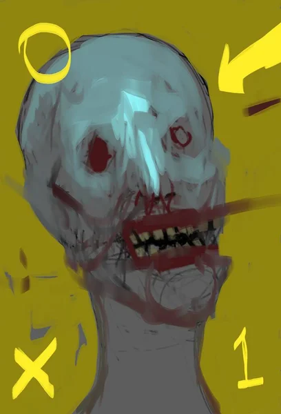Pintura Digital Estranho Retrato Humanoide Horror Sobrecarga Informação Ilustração Arte — Fotografia de Stock