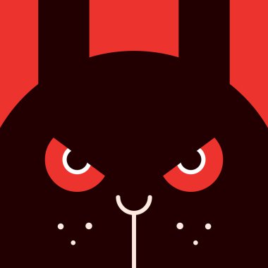 Kızgın Bunny, komik tavşan resmi, Cadılar Bayramı maskesi, korku illüstrasyon vektör